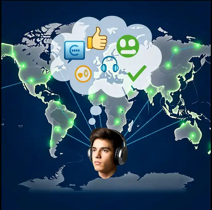 Человек слушает и оценивает музыку